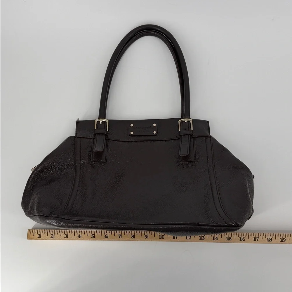 KATE SPADE Dark Chocolate Brown Pebble Leather Shimmer Shoulder Bag